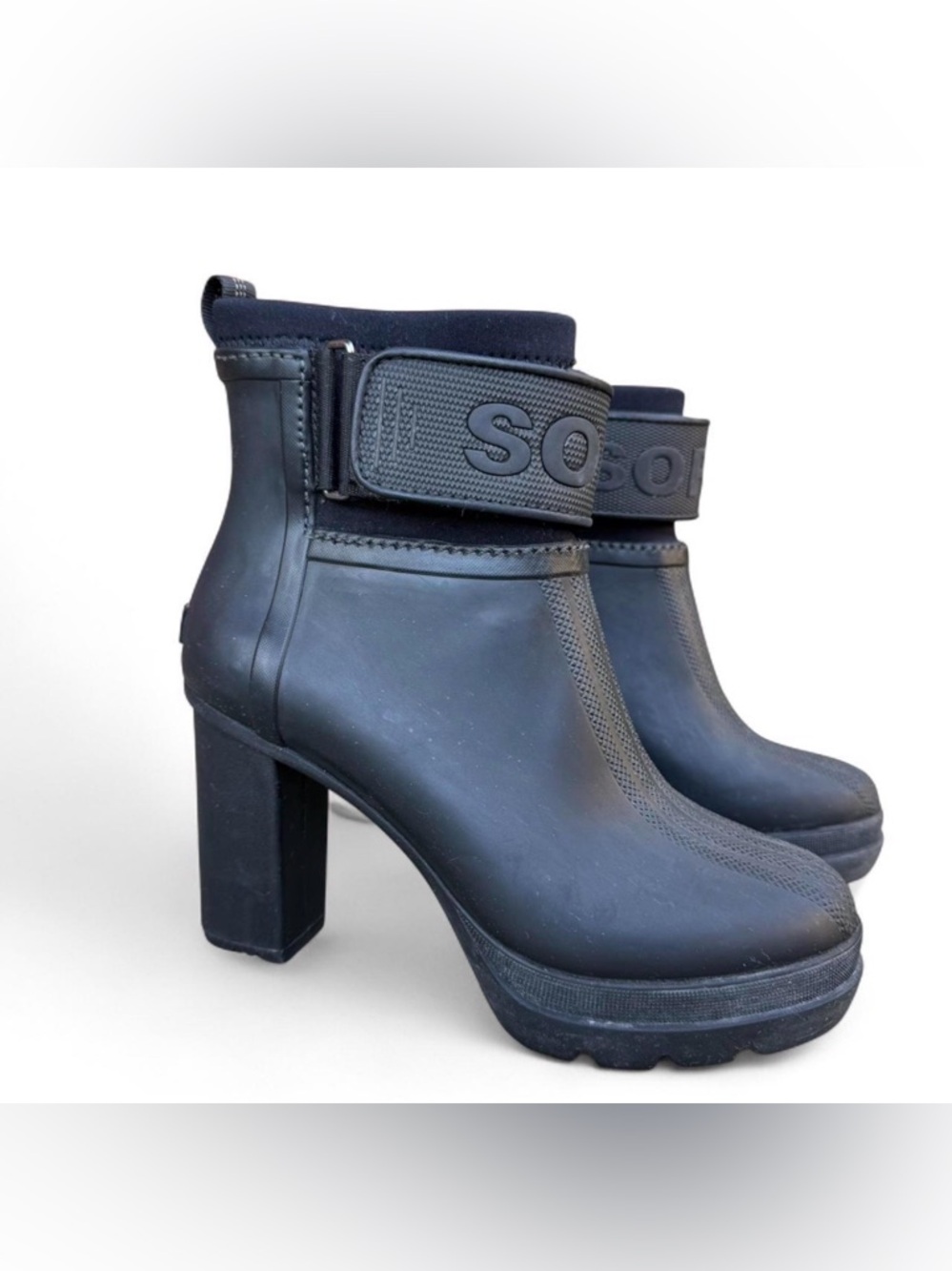 Sorel Medina III Heeled Rain Boots | Black | Women’s Size US 9